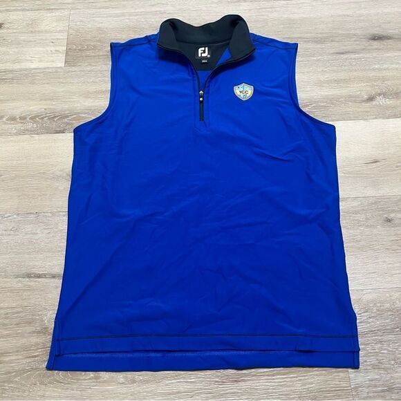 FootJoy Golf Quarter Zip Mens Vest Performance Stretch Pullover Size Medium Blue - Picture 1 of 7